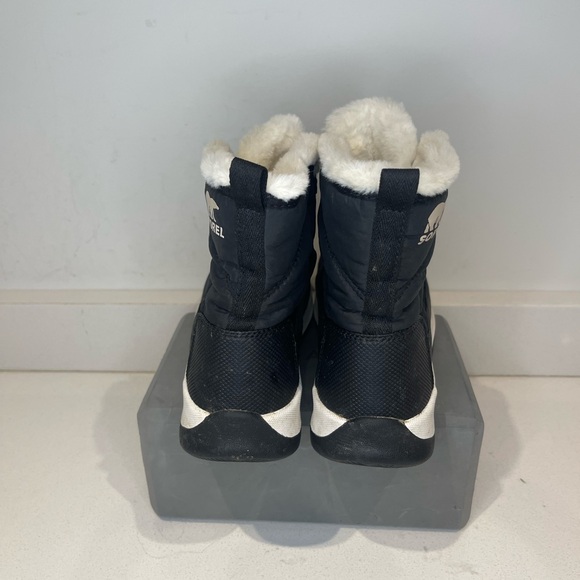 SOREL WHITNEY II white fur black WINTER BOOT waterproof toggle big girl sz 4 - Picture 7 of 15